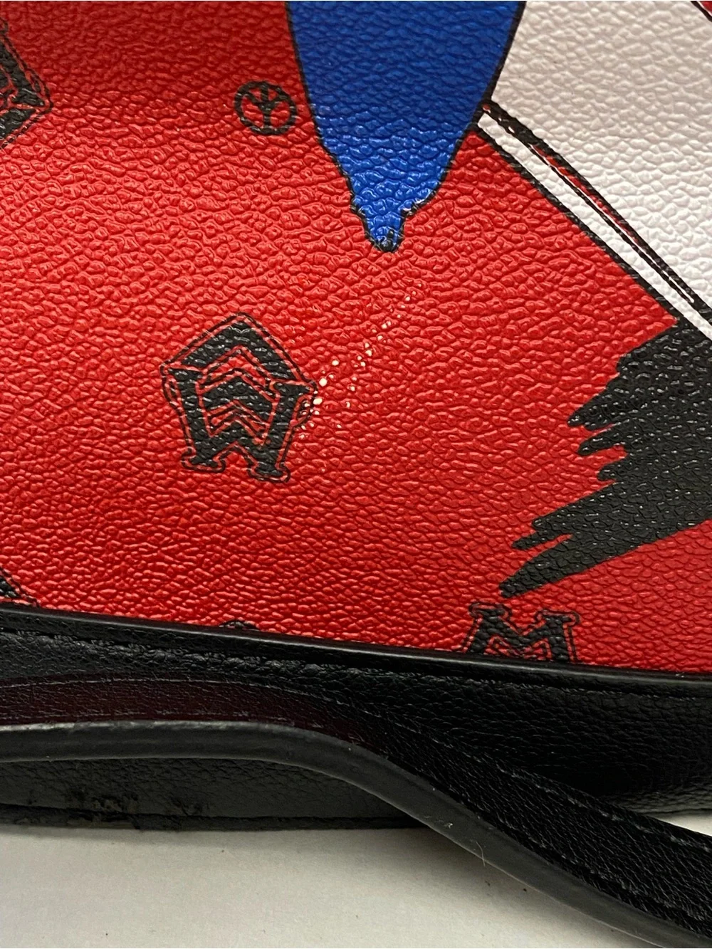 Love Moschino Red Bucket Crossbody with Multicolor Brushstroke Heart